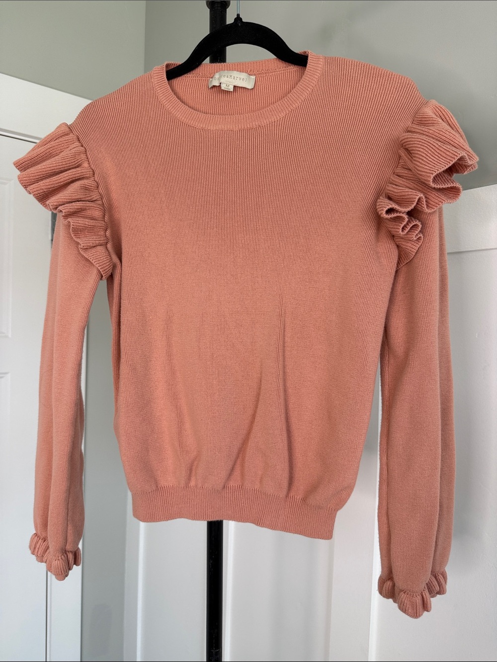 Dance & Marvel Ruffle Sleeve Knit Top - Dusty Rose Pink